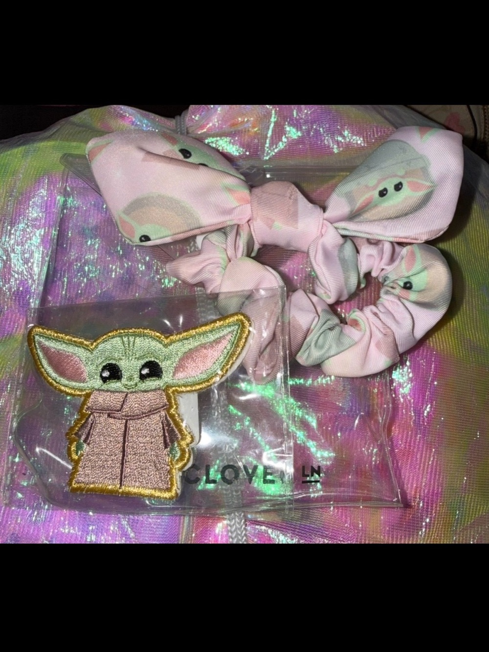 Stoney Clover Lane Baby Yoda Scrunchie and Patch Set
